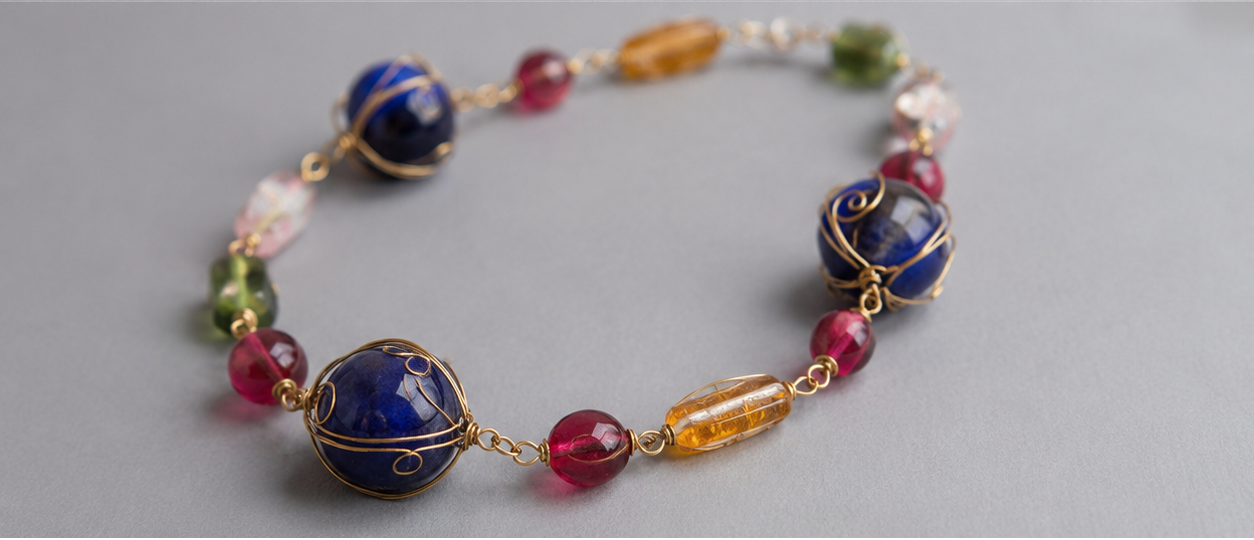 Artisan Glass Bead Necklace - Image 4