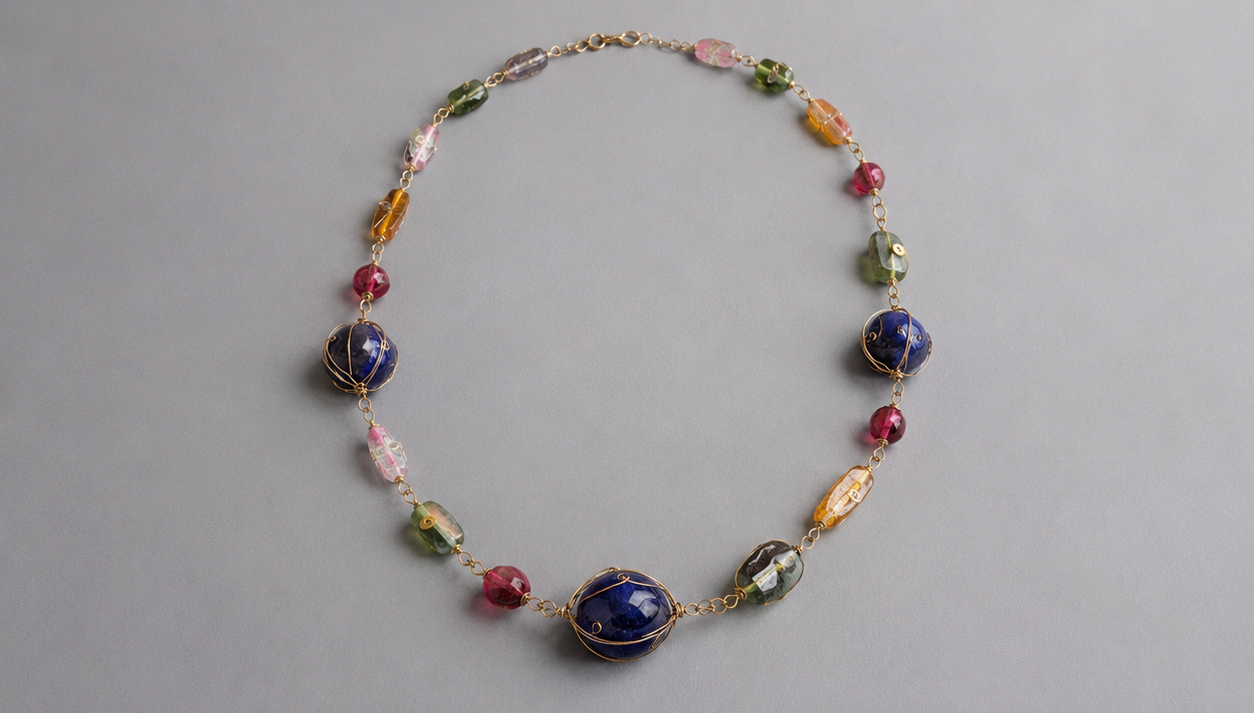 Artisan Glass Bead Necklace - Image 3