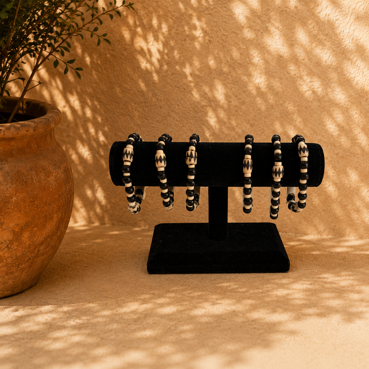 Black & Ivory Beaded Bracelet