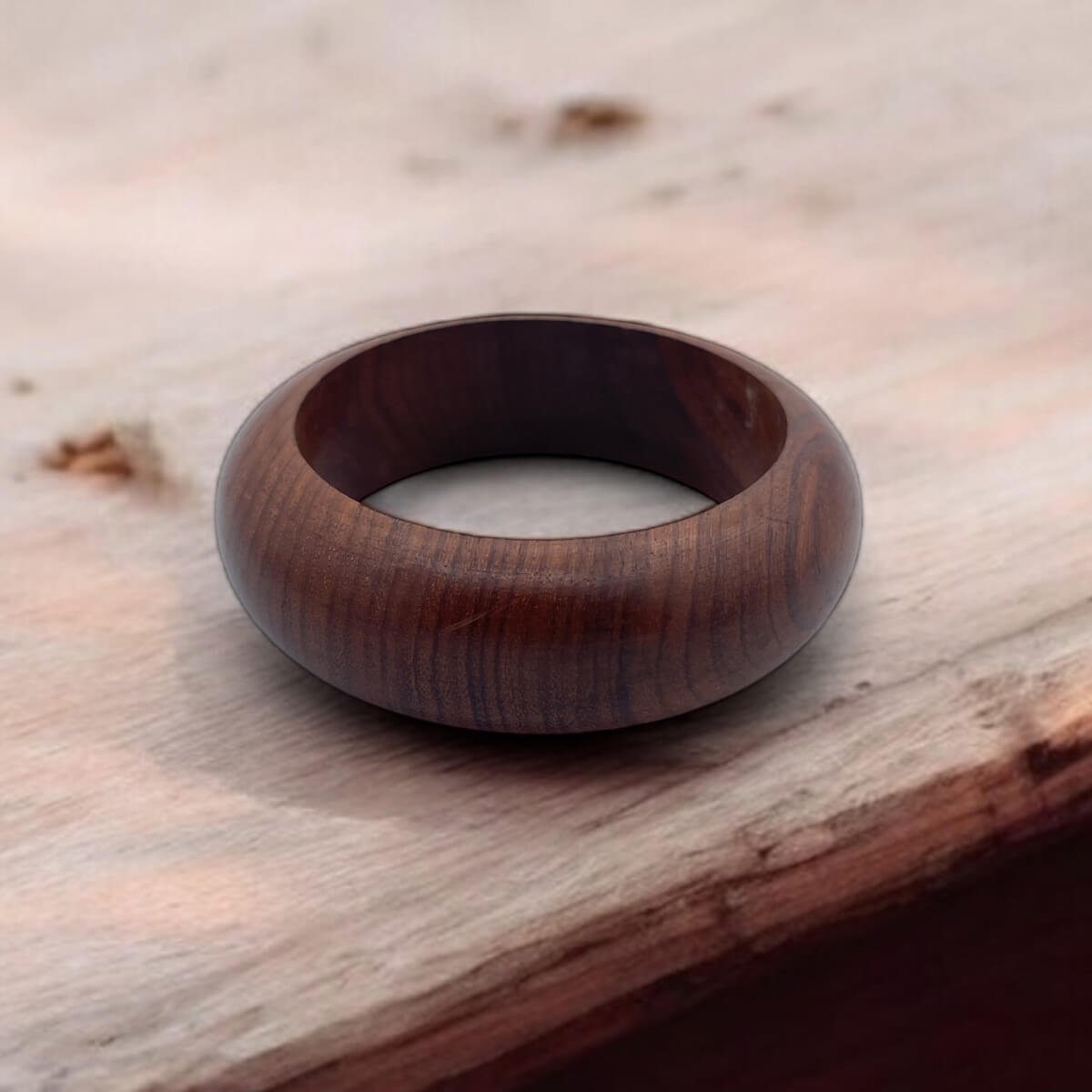 Classic Smooth Dark Wood Bangle - Minimalist Bohemian Bracelet - Image 2