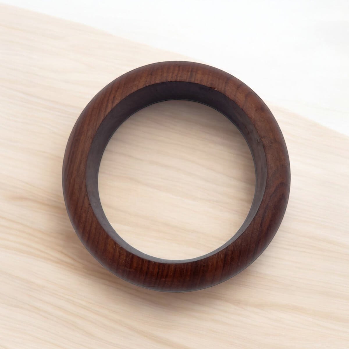 Classic Smooth Dark Wood Bangle - Minimalist Bohemian Bracelet - Image 3