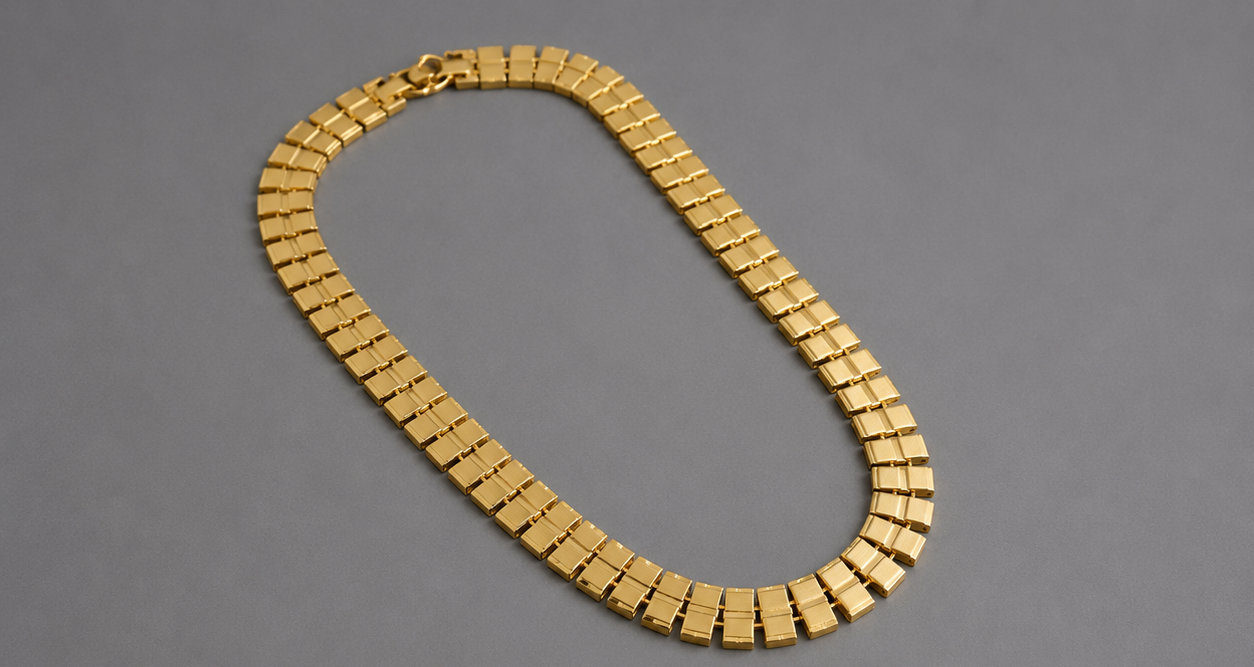 Gold Geometric Statement Necklace - Image 3