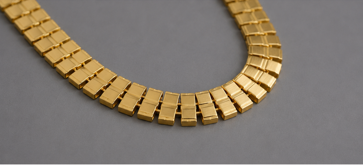 Gold Geometric Statement Necklace - Image 4