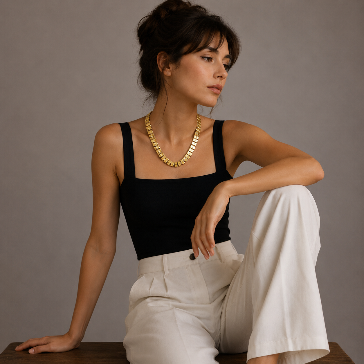 Gold Geometric Statement Necklace