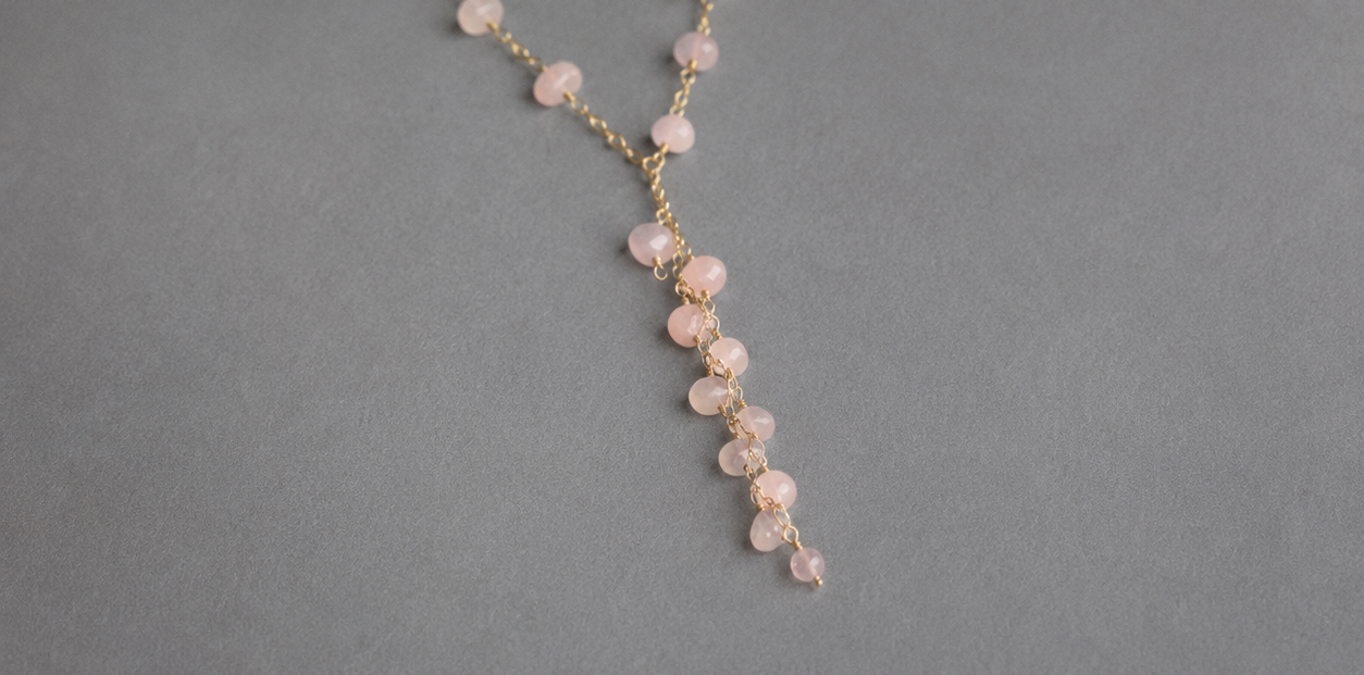 Rose Quartz Lariat Necklace - Image 3