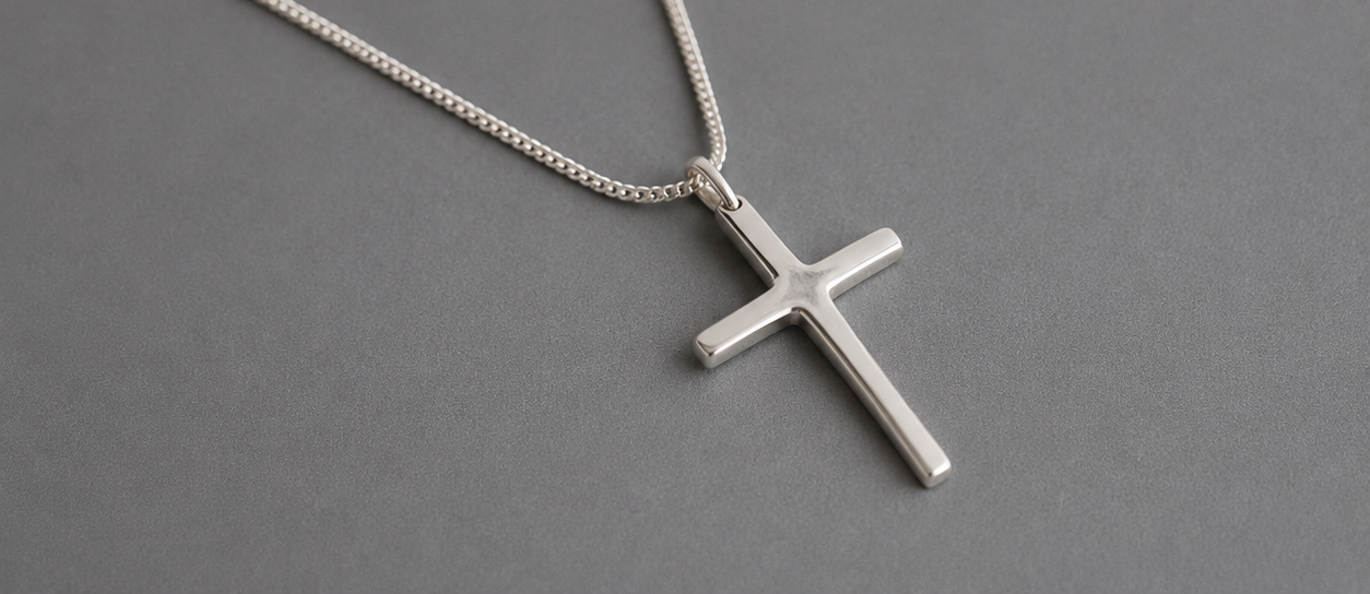 Silver Cross Faith Pendant Necklace - Image 4