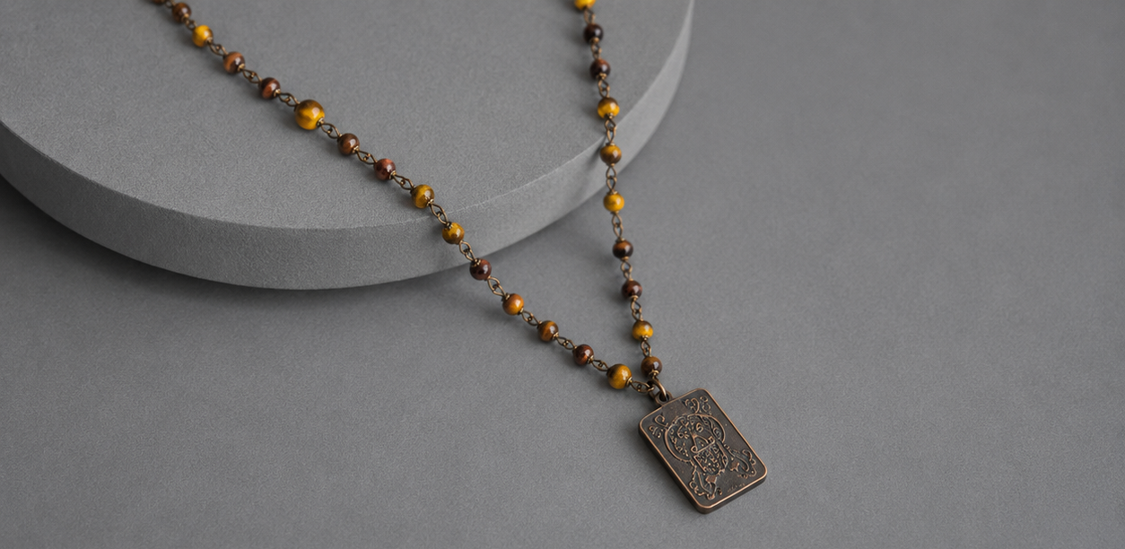 Tiger Eye Beaded Necklace - Image 3