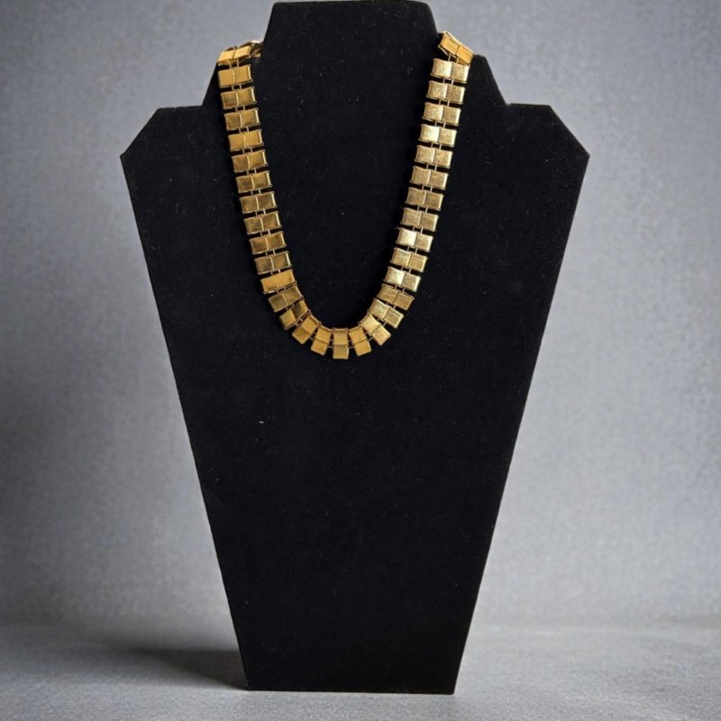 Gold Statement Necklace | Geometric Chain Necklace | Bold Chunky Collar | Modern Gold Jewelry | Structured Link Necklace