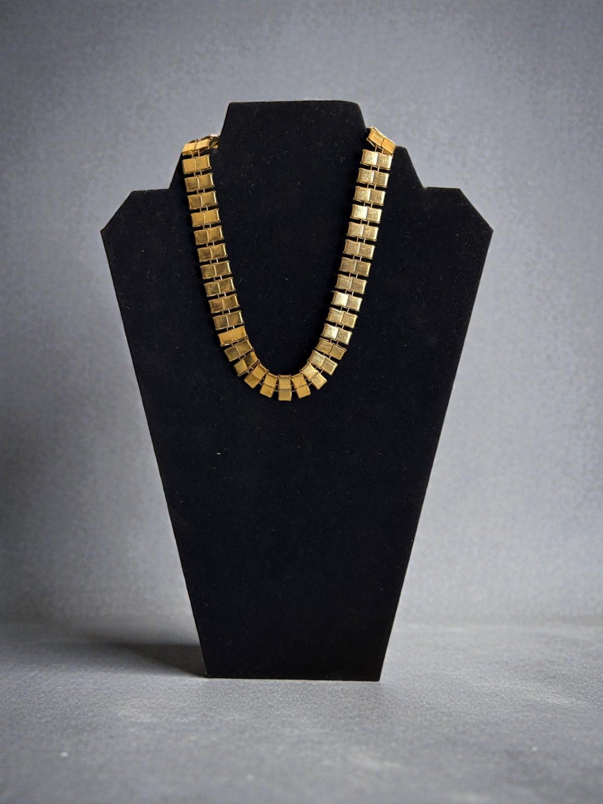Gold Statement Necklace | Geometric Chain Necklace | Bold Chunky Collar | Modern Gold Jewelry | Structured Link Necklace