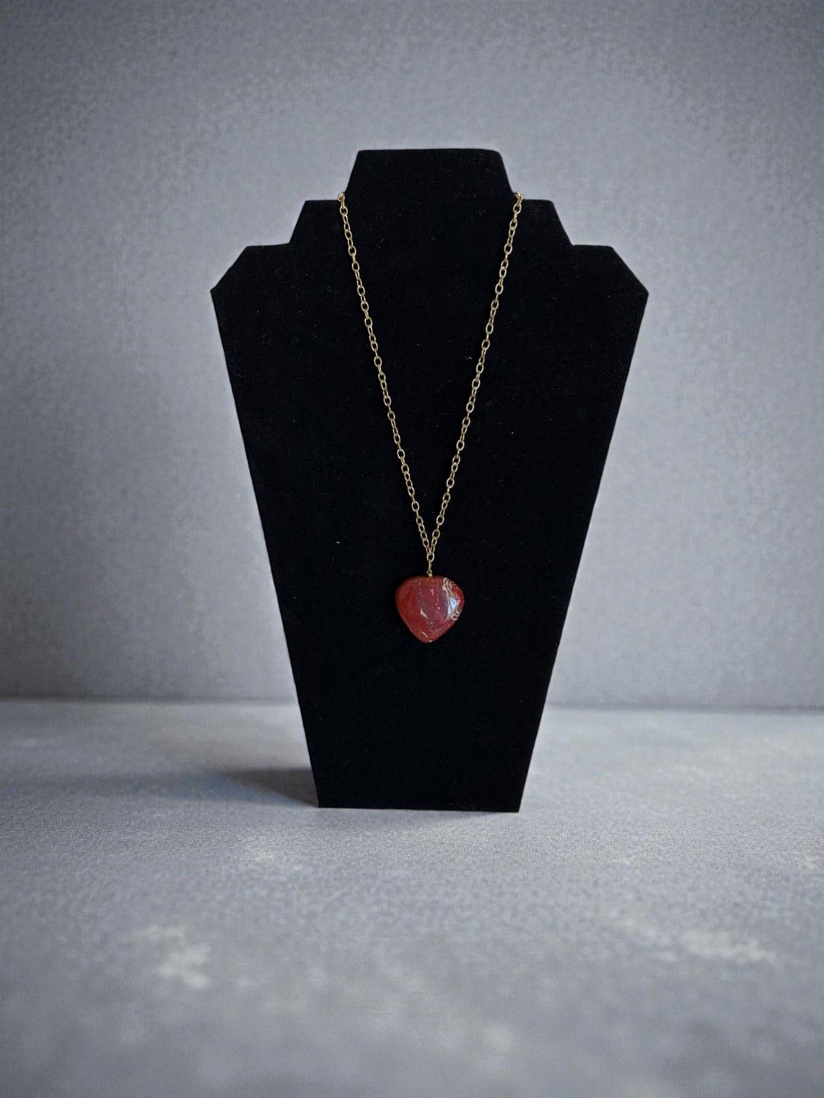 Red Heart Pendant Necklace | Romantic Gold Chain Necklace | Cute Love Jewelry | Valentine Gift | Sweet Everyday Necklace