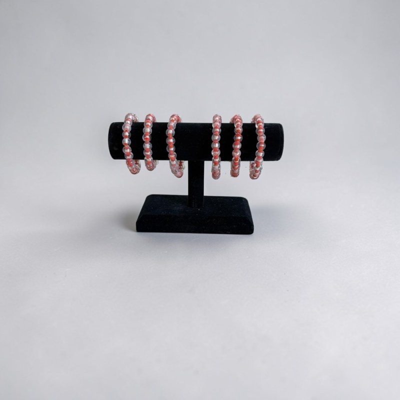 Coral & Clear Beaded Bracelet | Soft Pink Stretch Bracelet | Delicate Stackable Jewelry | Light & Airy Everyday Accessory