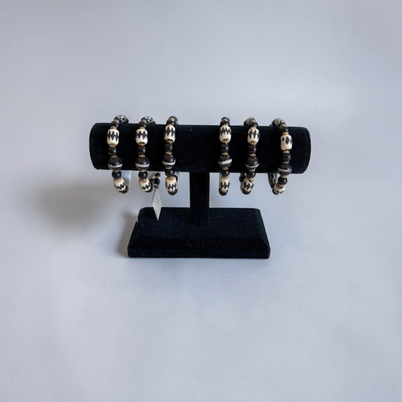 Black & Ivory Tribal Beaded Bracelet