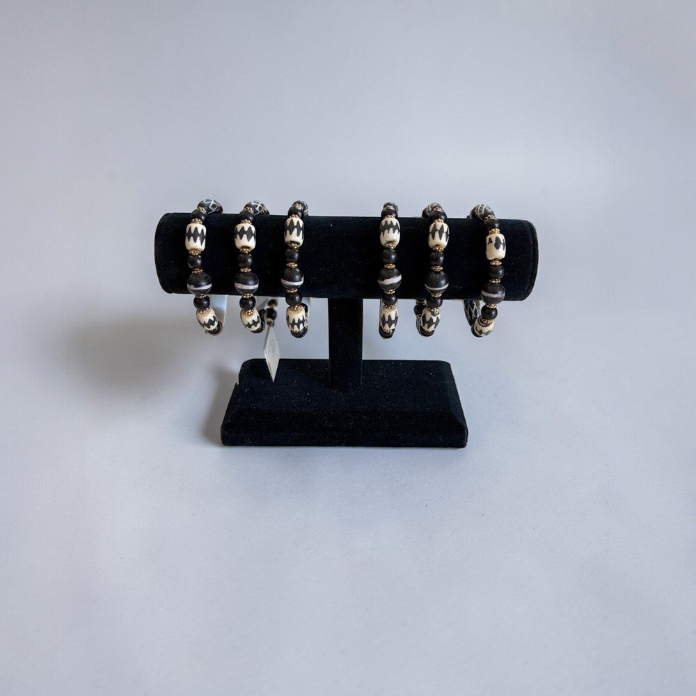 Black & Ivory Tribal Beaded Bracelet