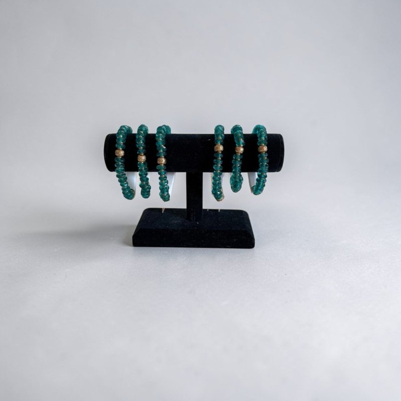 Emerald Teal Beaded Bracelet with Gold Accents