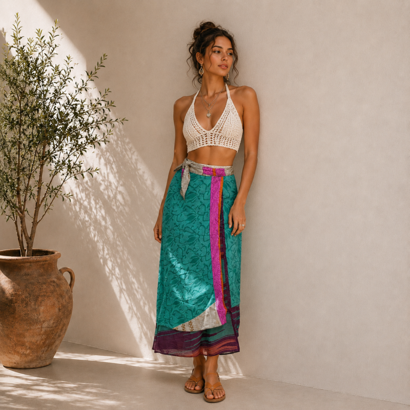 Assorted Silk Wrap Skirt Double Layer skirt