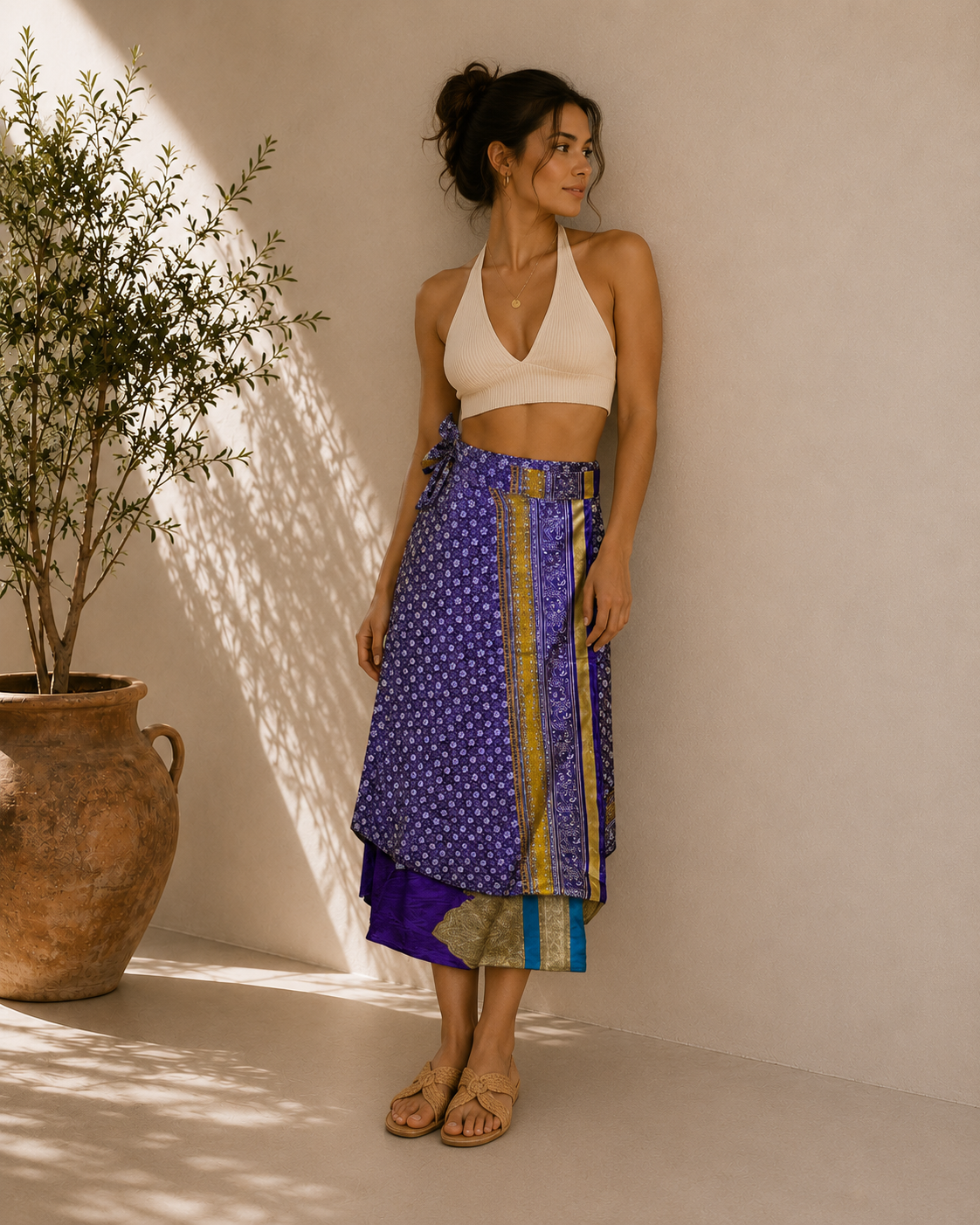 Assorted Silk Wrap Skirt Double Layer skirt - Image 2