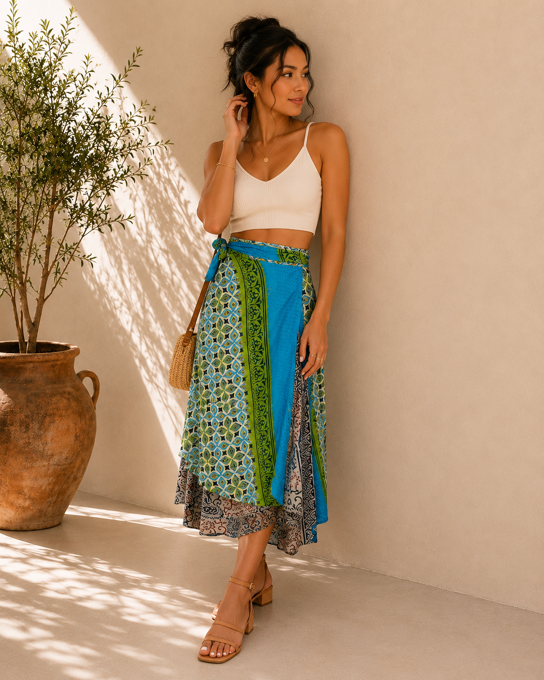 Assorted Silk Wrap Skirt Double Layer skirt - Image 5