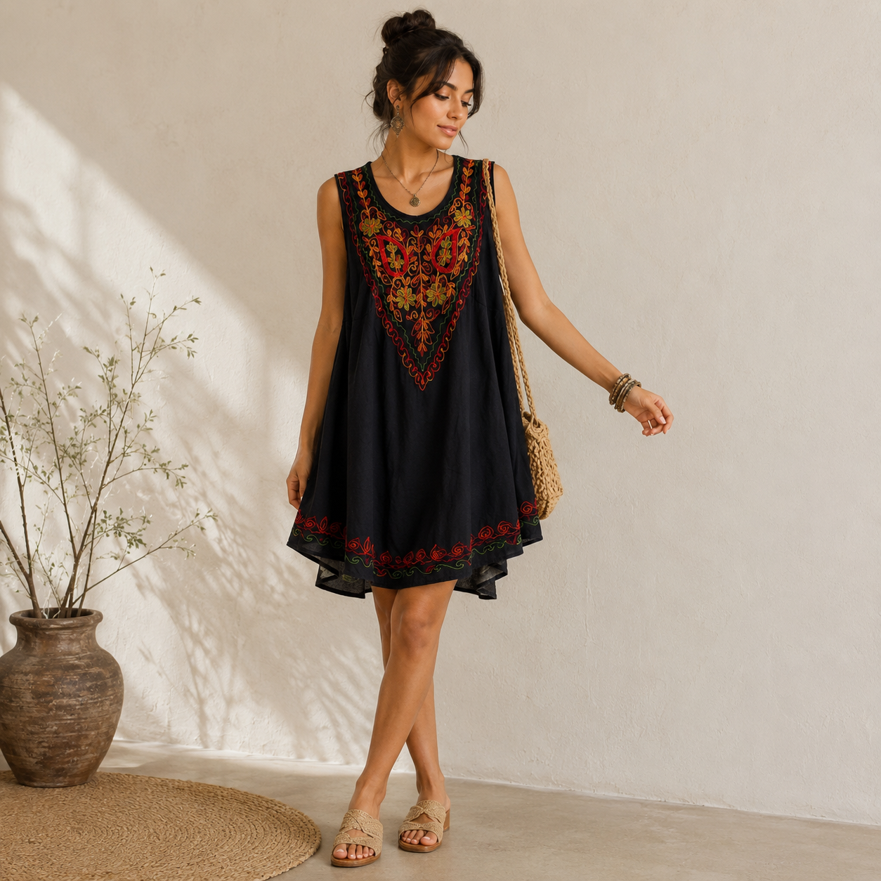 Batak Embroidered Sleeveless Dress - Image 2