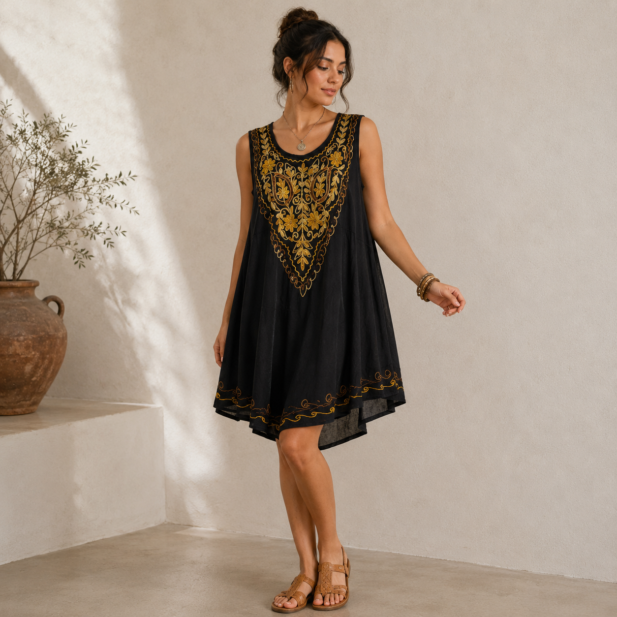 Batak Embroidered Sleeveless Dress - Image 4