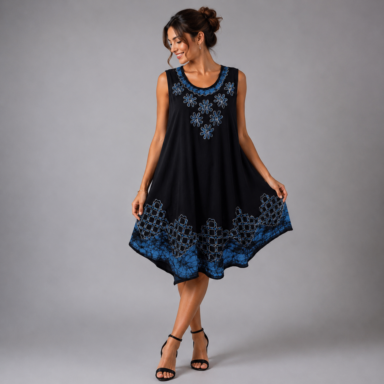Bohemian Batik Sleeveless Shift Dress - Image 2
