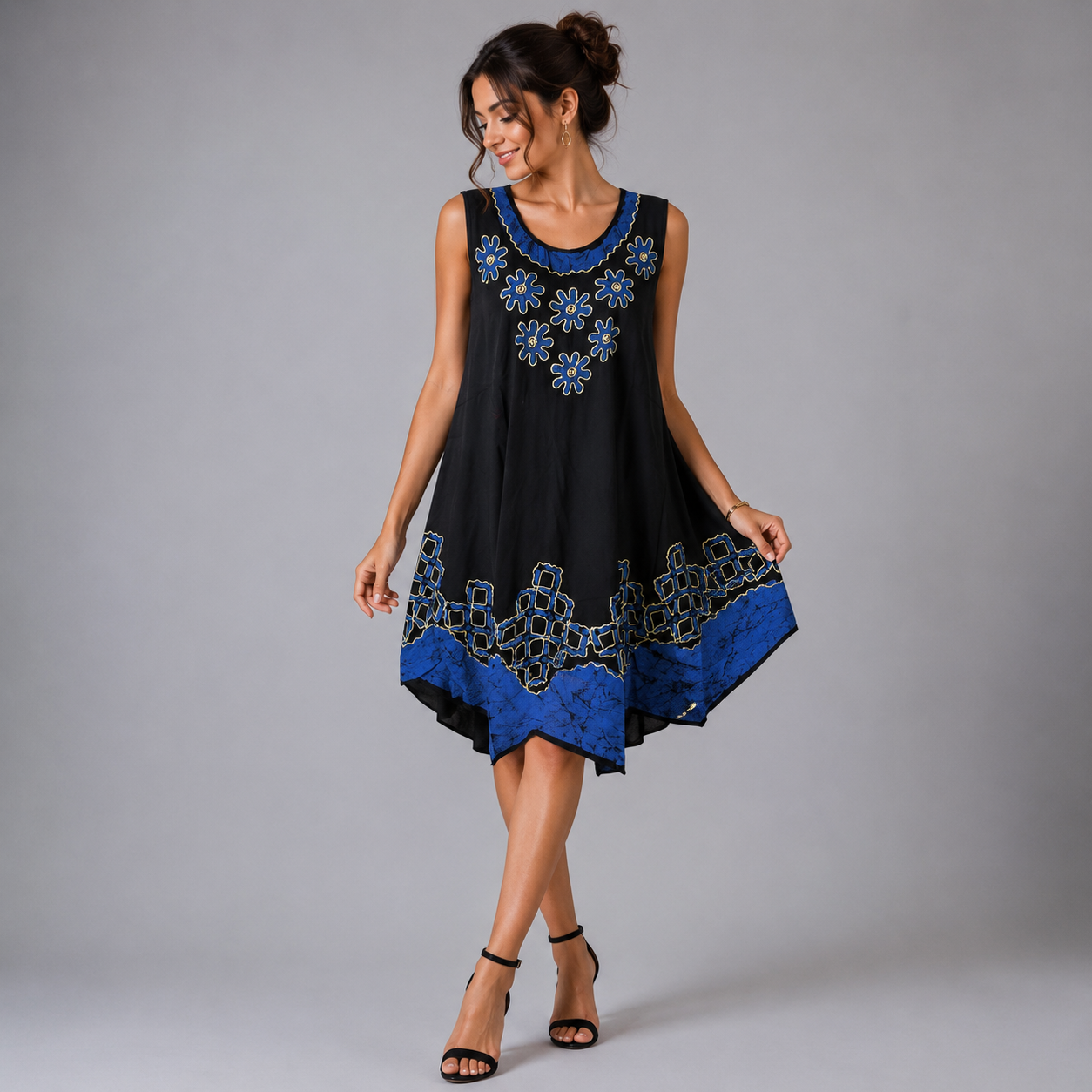 Bohemian Batik Sleeveless Shift Dress - Image 3