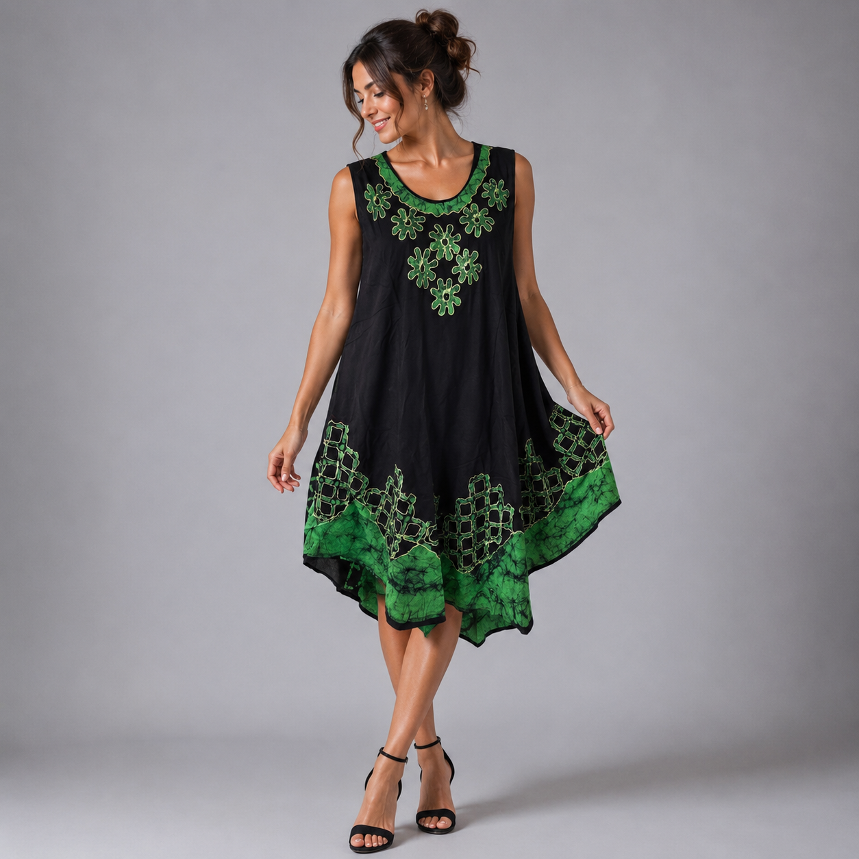 Bohemian Batik Sleeveless Shift Dress