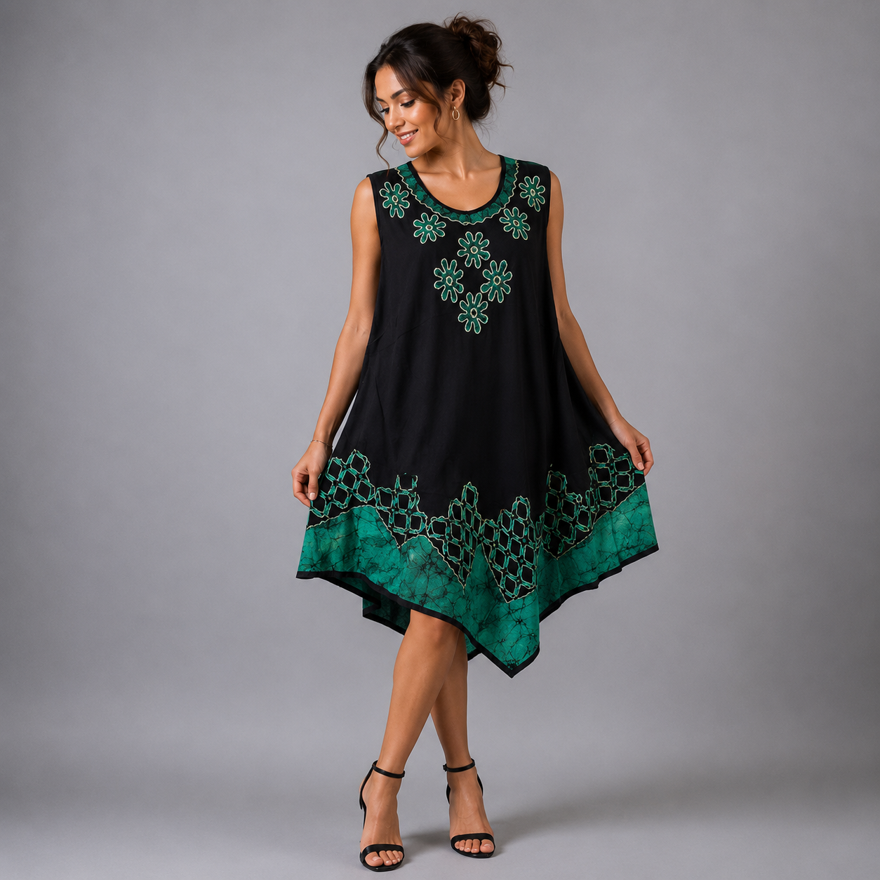 Bohemian Batik Sleeveless Shift Dress - Image 5