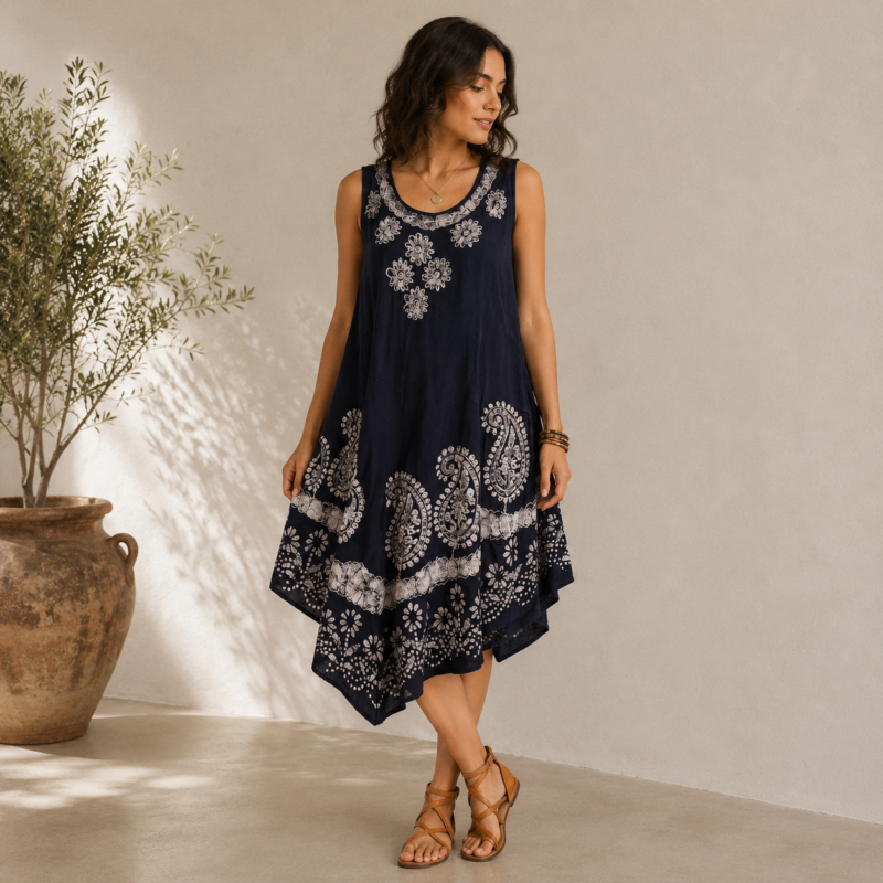 Boho Batik Sleeveless Sundress