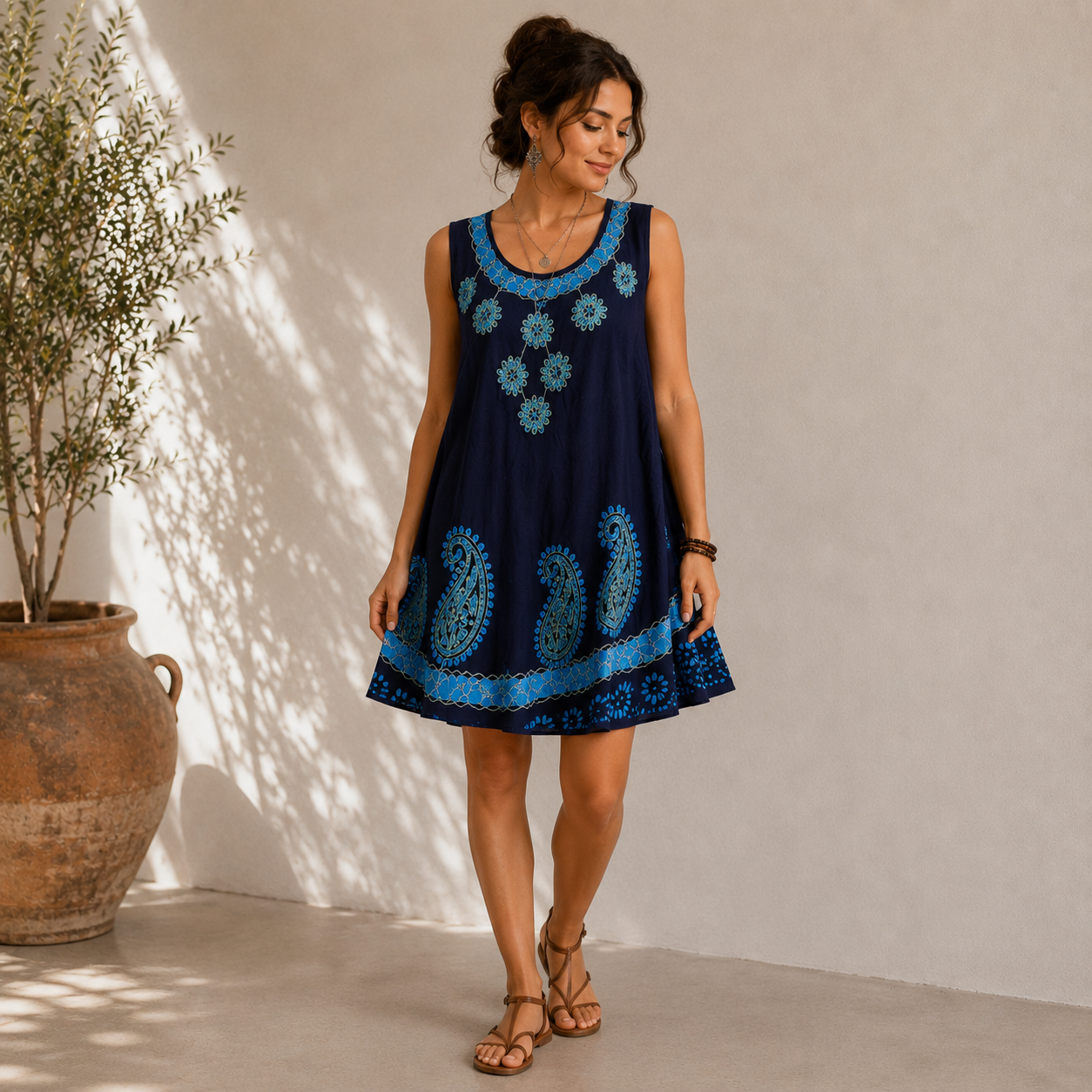 Boho Batik Sleeveless Sundress - Image 5