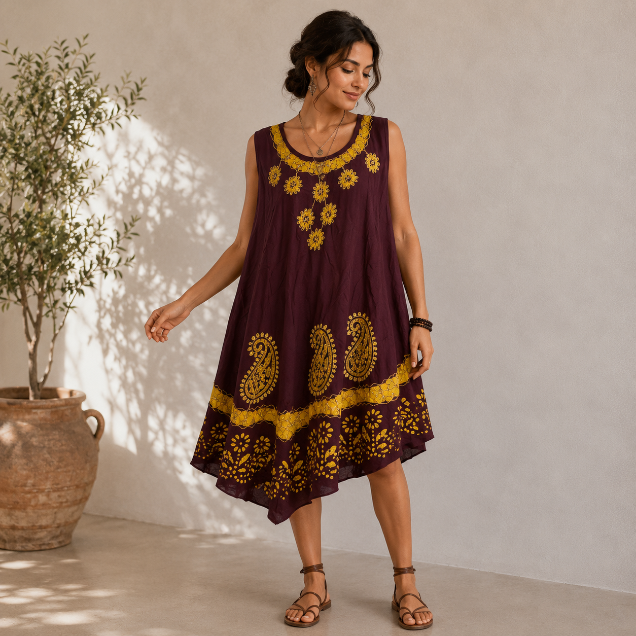 Boho Batik Sleeveless Sundress - Image 4