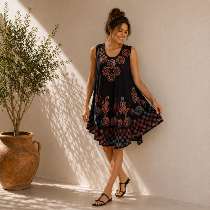 Boho Batik Tunic Dress Women