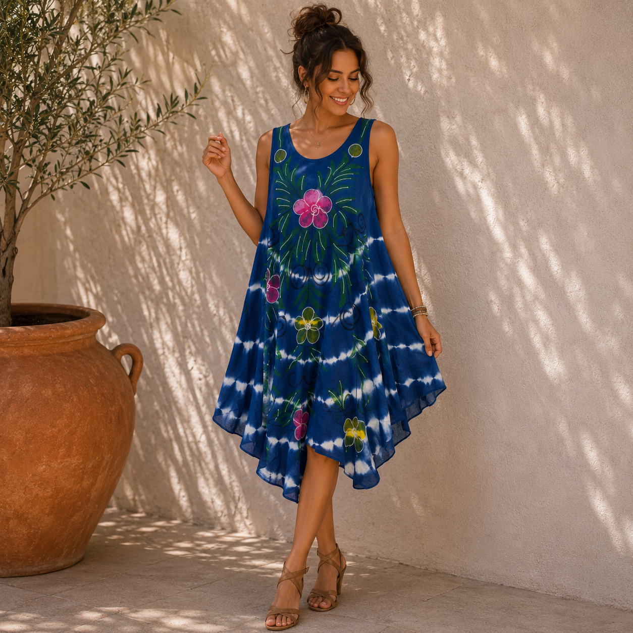Boho Floral Sleeveless Swing Dress - Image 7