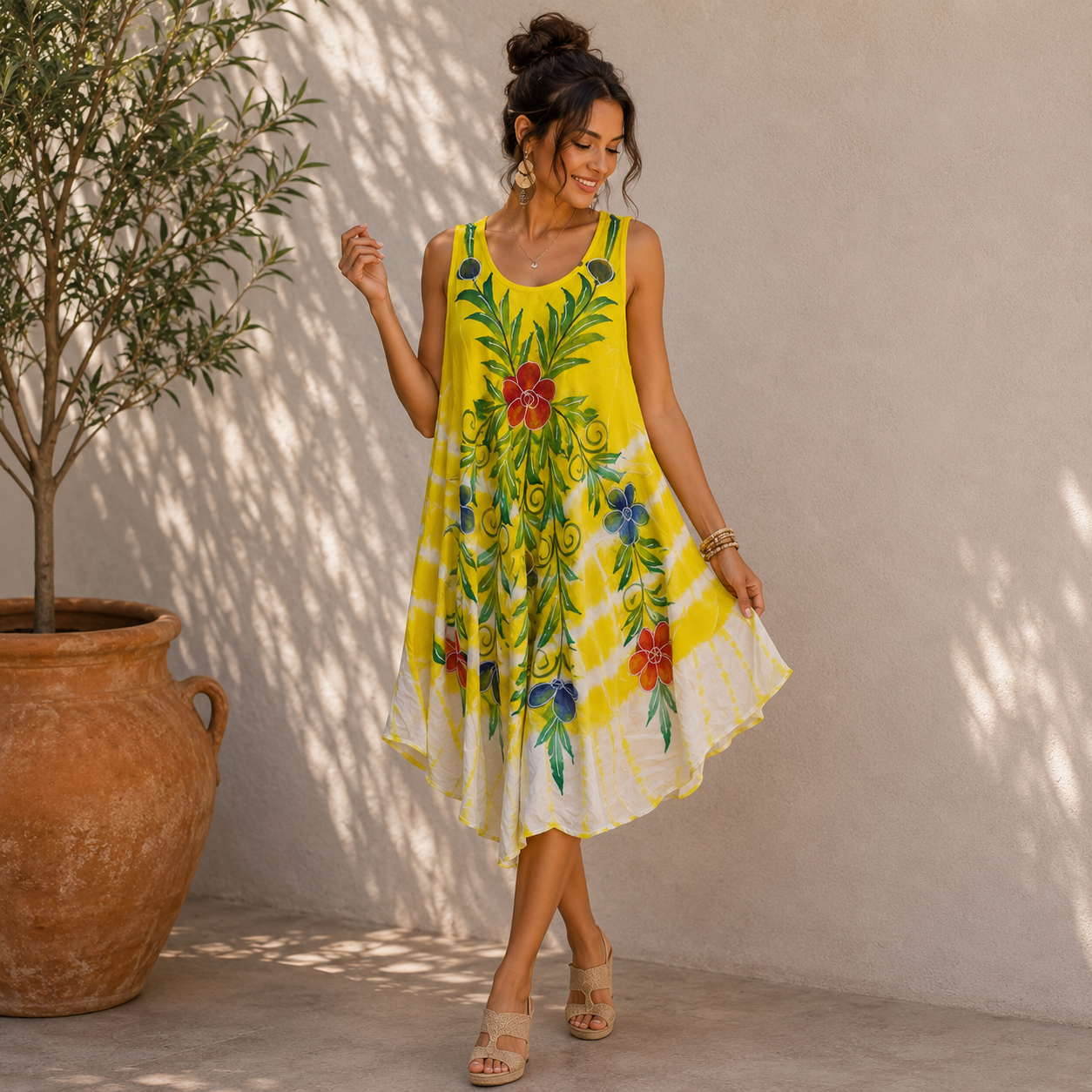 Boho Floral Sleeveless Swing Dress - Image 4