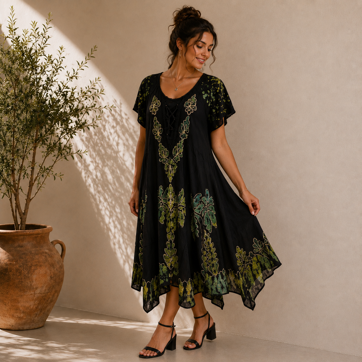 Boho Short Sleeve Tunic Dress - Image 2