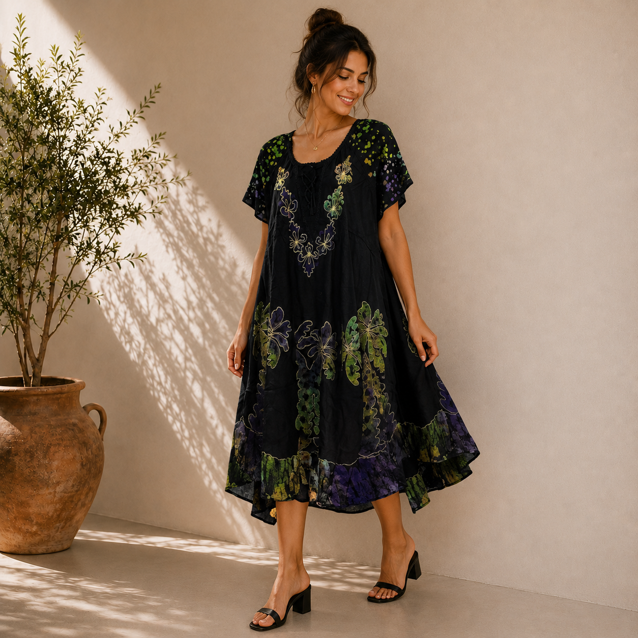 Boho Short Sleeve Tunic Dress - Image 5