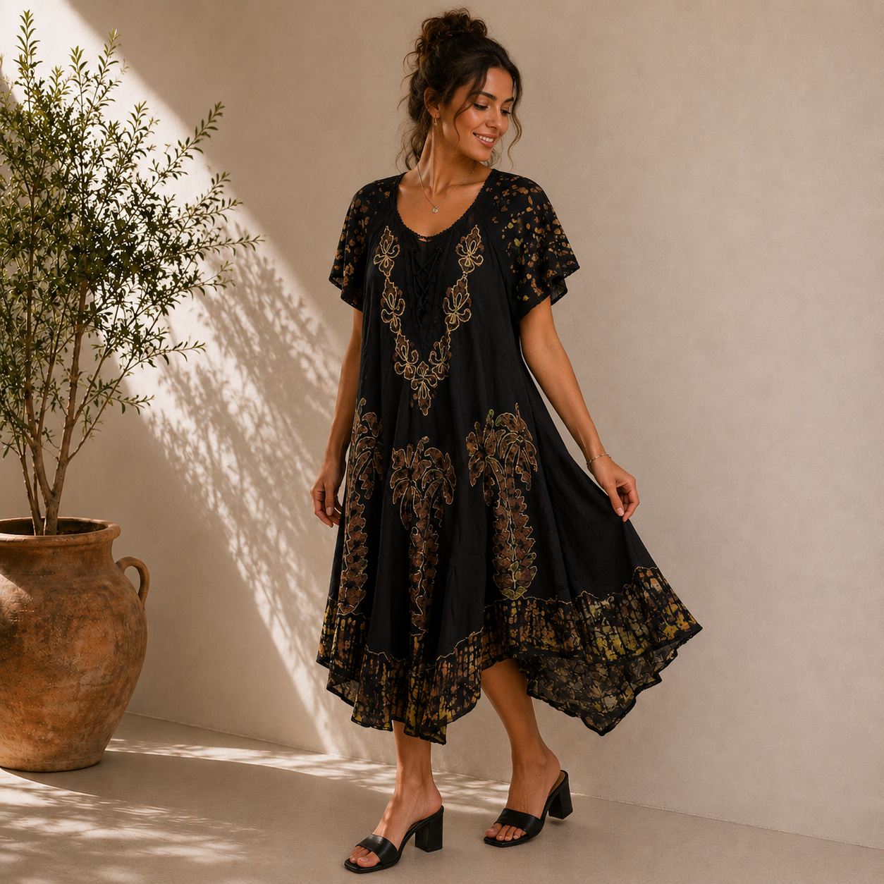Boho Short Sleeve Tunic Dress - Image 7