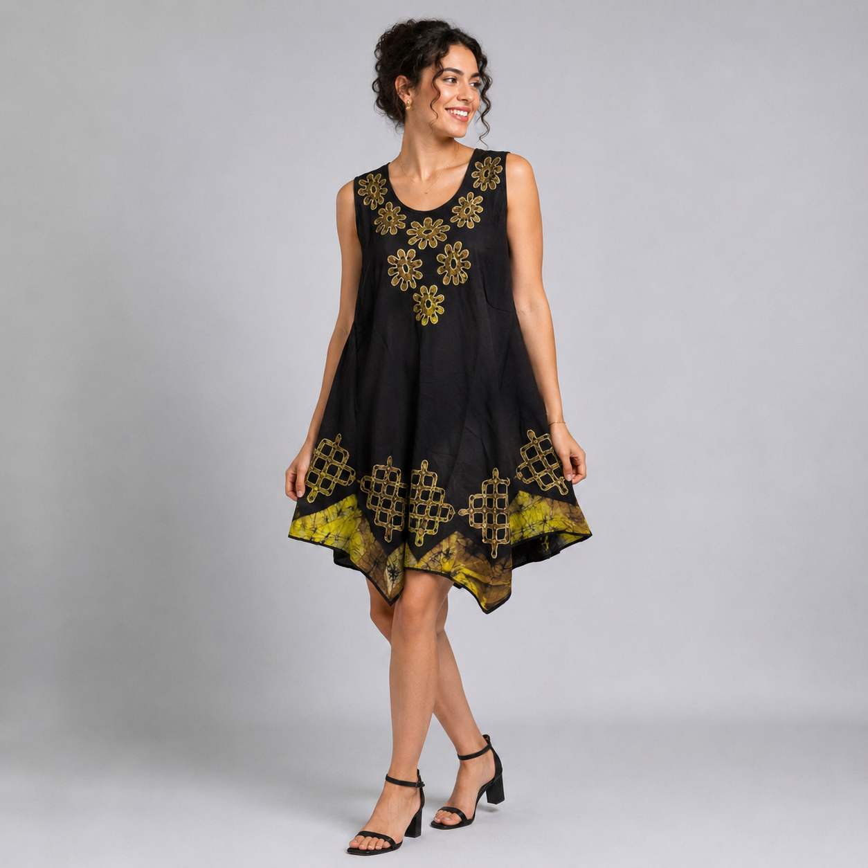 Boho Batik Sleeveless Swing Dress - Image 7