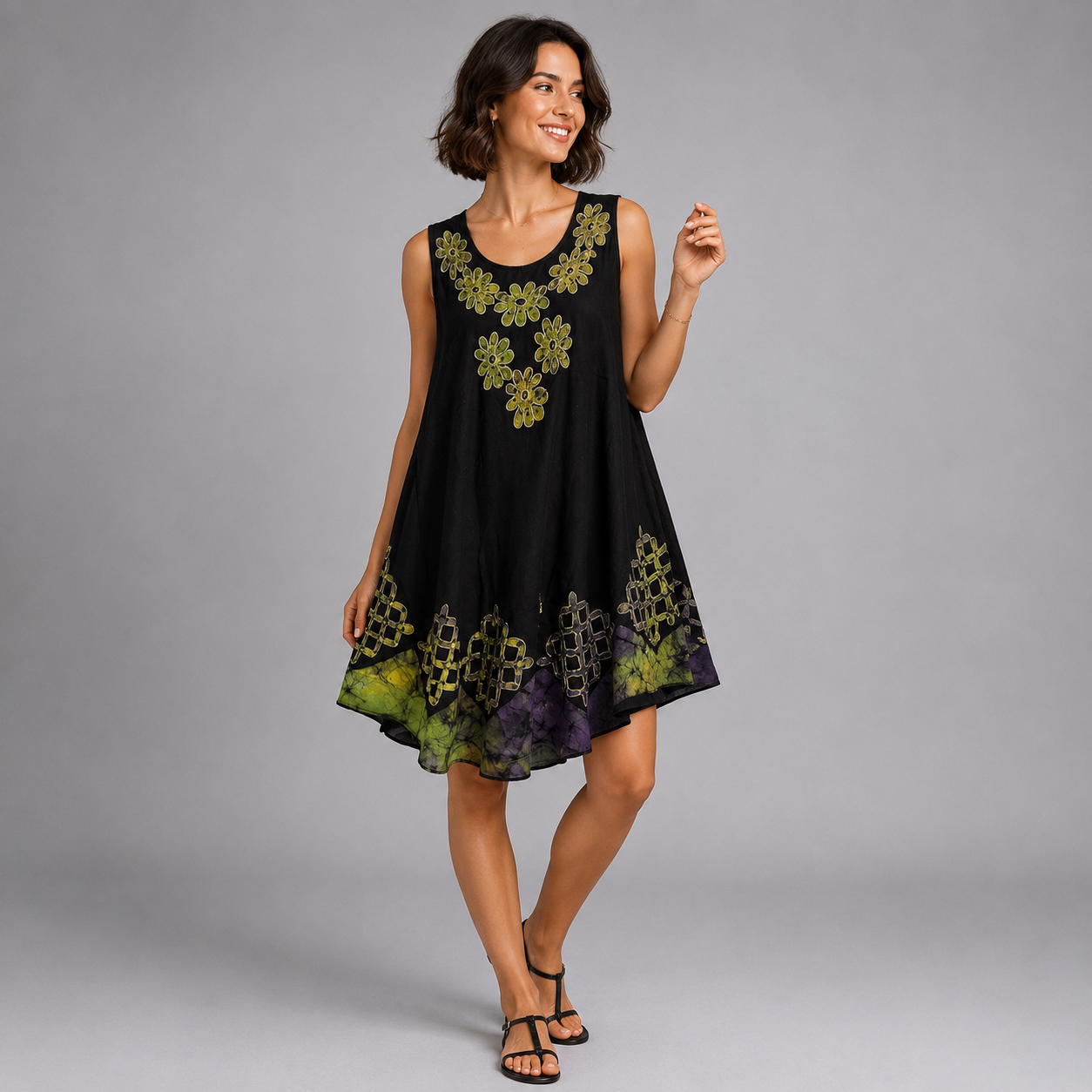 Boho Batik Sleeveless Swing Dress - Image 6