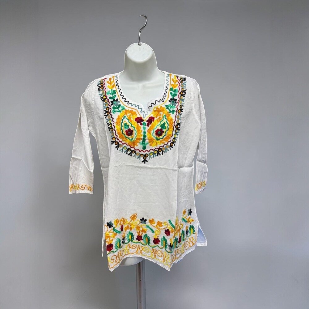 Mexican White Tops Embroidered Colorful - Image 3