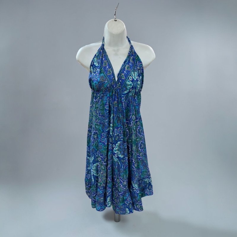 Boho Halter Backless Silk Summer Dress – Paisley Print Dress