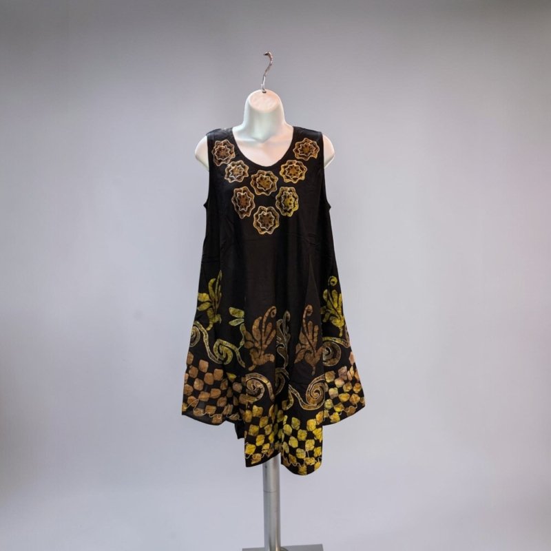 Boho Batik Tunic Dress Women – Sleeveless Summer Dress – Hand Painted Bohemian Dress