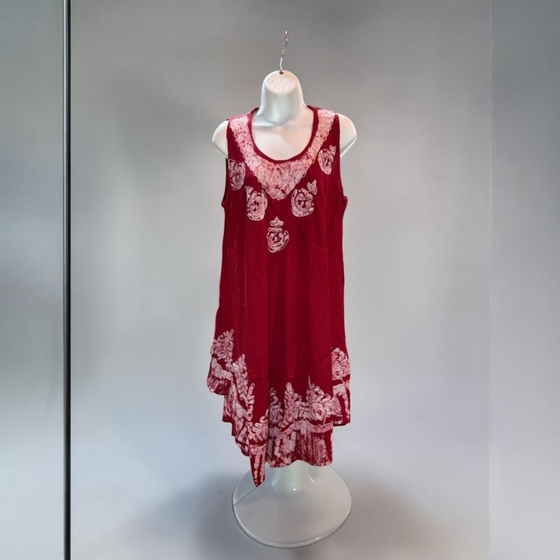 Boho Batik Tunic Dress – One Size Loose Fit Summer Dress