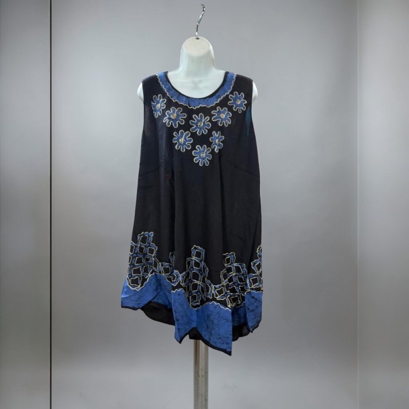 Bohemian Batik Sleeveless Shift Dress – Relaxed Fit Summer Tunic