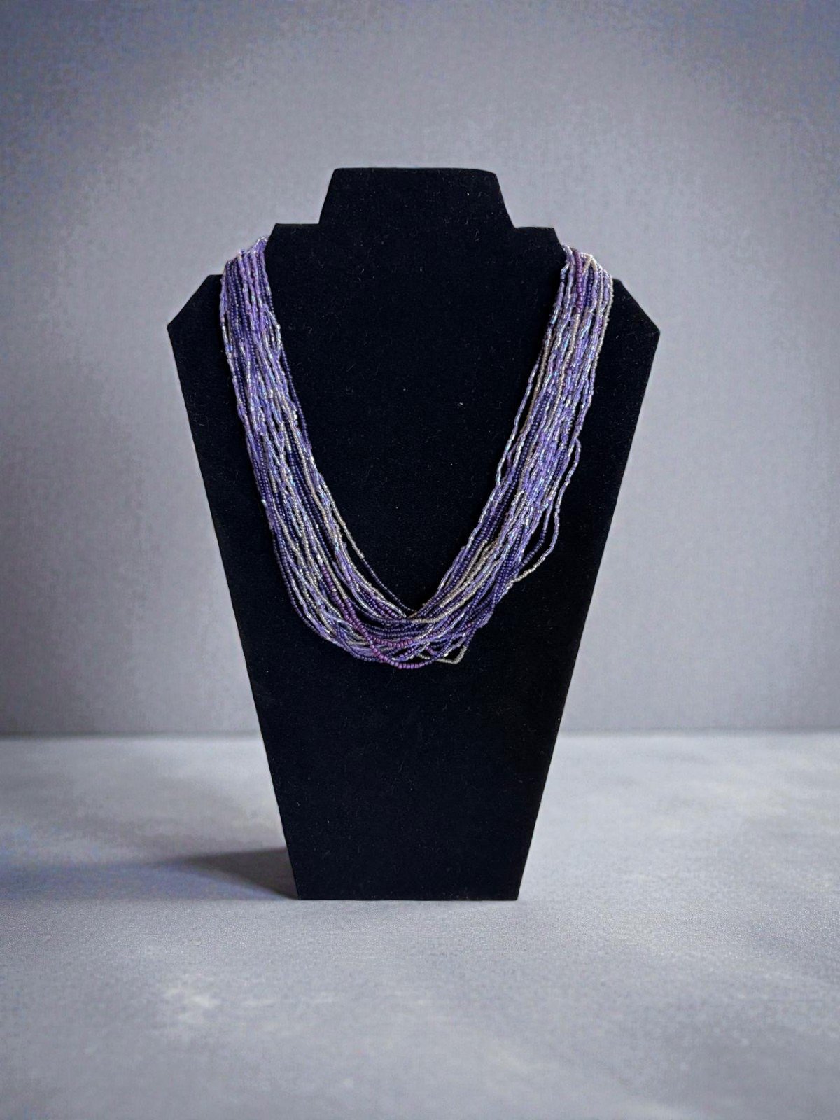Layered Purple Beaded Necklace | Multi Strand Statement Necklace | Boho Chic Jewelry | Seed Bead Necklace