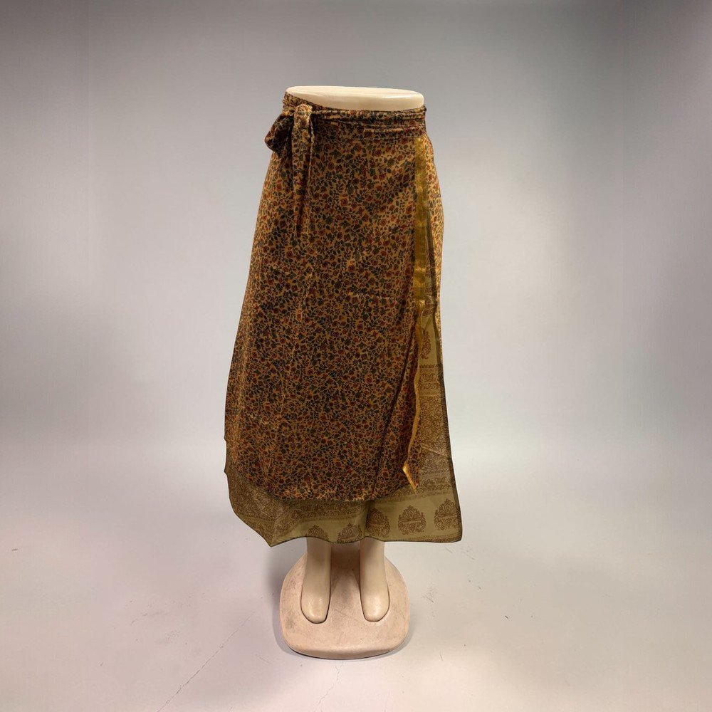 Assorted Silk Wrap Skirt Double Layer skirt - bohemian fashion