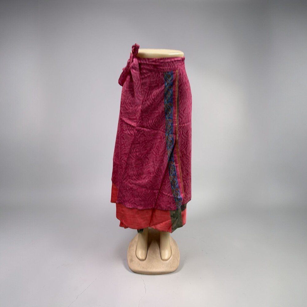 Assorted Silk Wrap Skirt Double Layer skirt - bohemian fashion