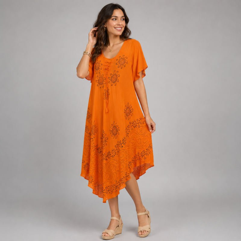 Boho Sunburst Midi Dress