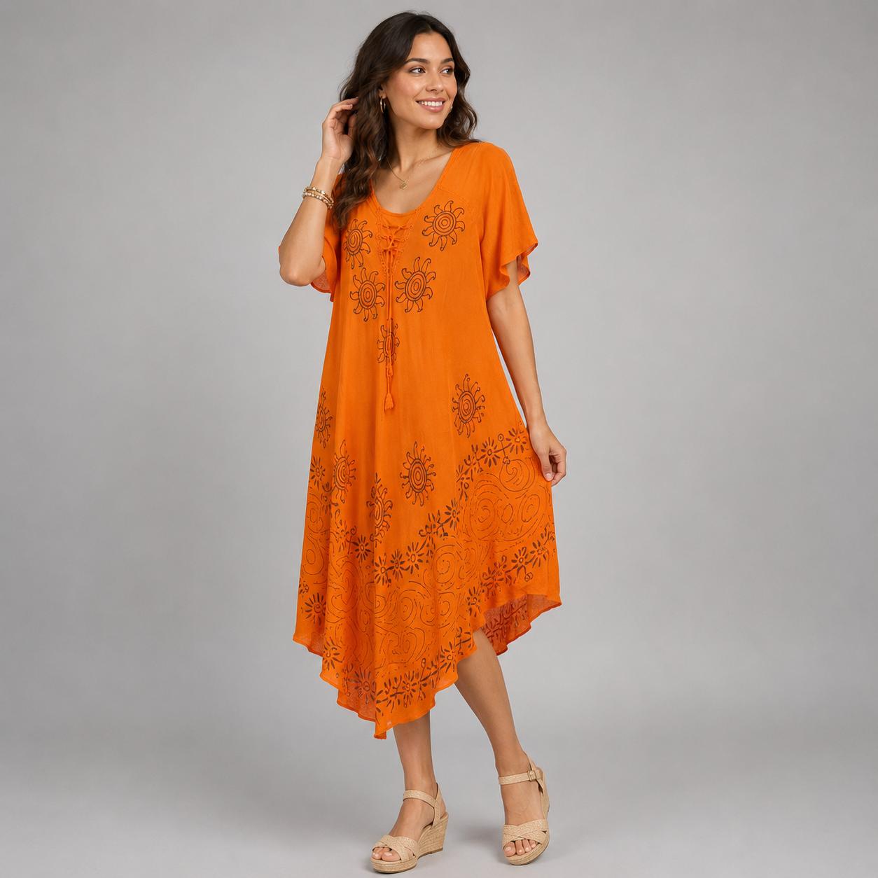 Boho Sunburst Midi Dress