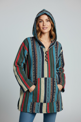 Mexican Poncho Baja Hoodie - bohemian fashion