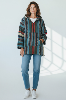 Mexican Poncho Baja Hoodie - bohemian fashion